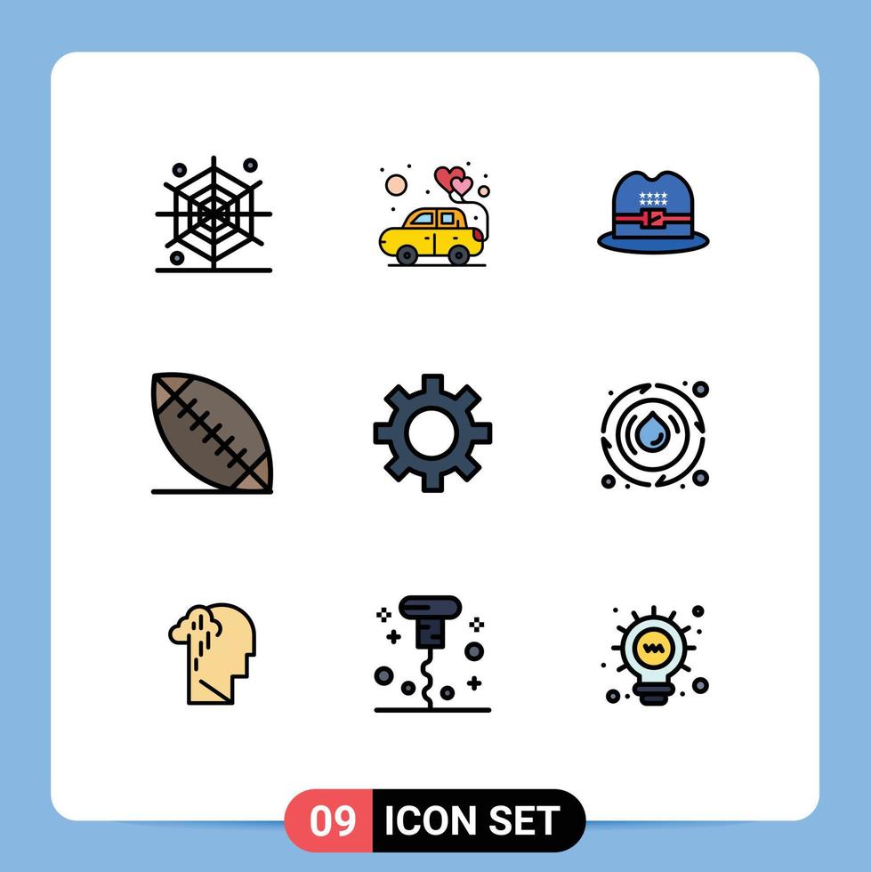 9 Creative Icons Modern Signs and Symbols of spring setting cap gear sport Editable Vector Design Elements