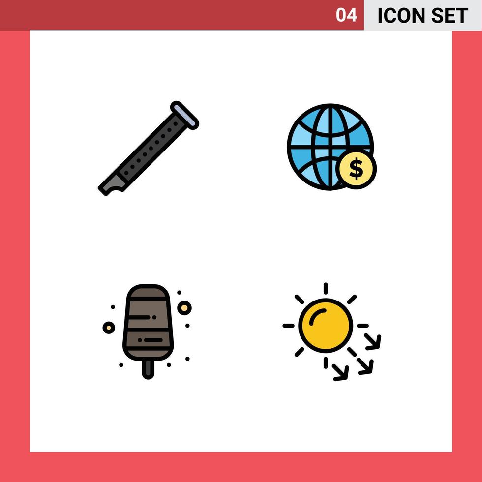 Pictogram Set of 4 Simple Filledline Flat Colors of audio business music globe food Editable Vector Design Elements