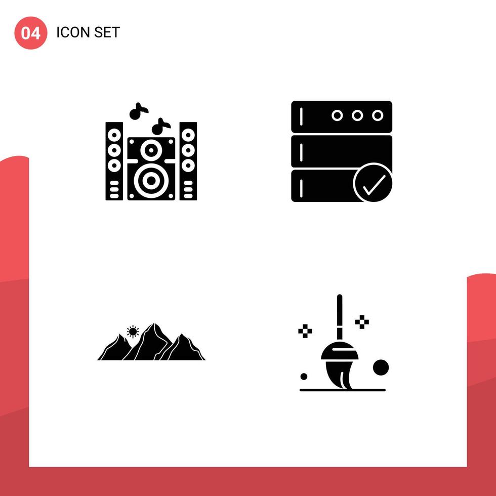 pictograma conjunto de sencillo sólido glifos de música montaña apoyo colina Cubeta editable vector diseño elementos