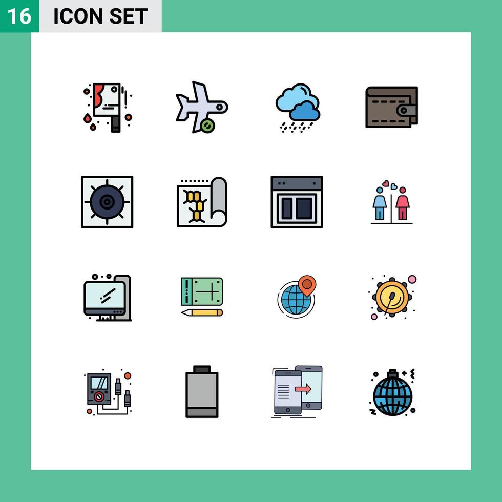 Set of 16 Modern UI Icons Symbols Signs for biology gears snow control money Editable Creative Vector Design Elements