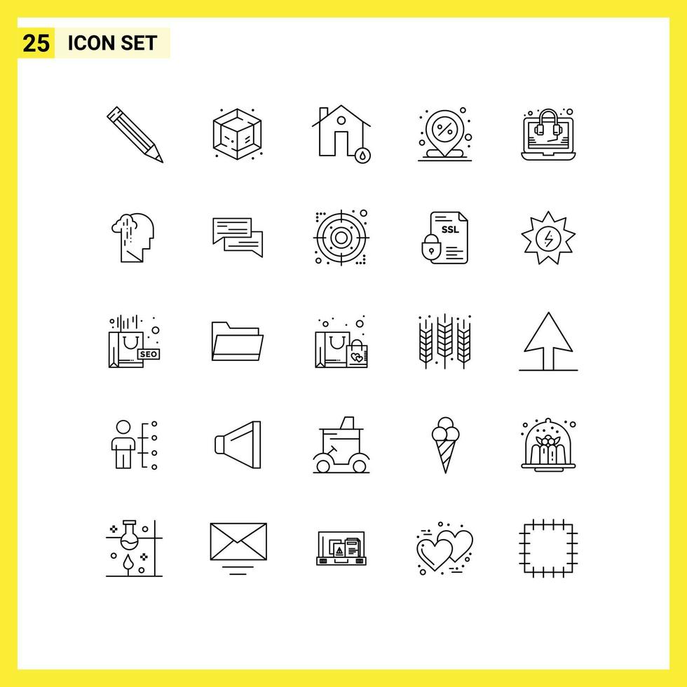 25 Creative Icons Modern Signs and Symbols of help pin fire percent discount Editable Vector Design Elements