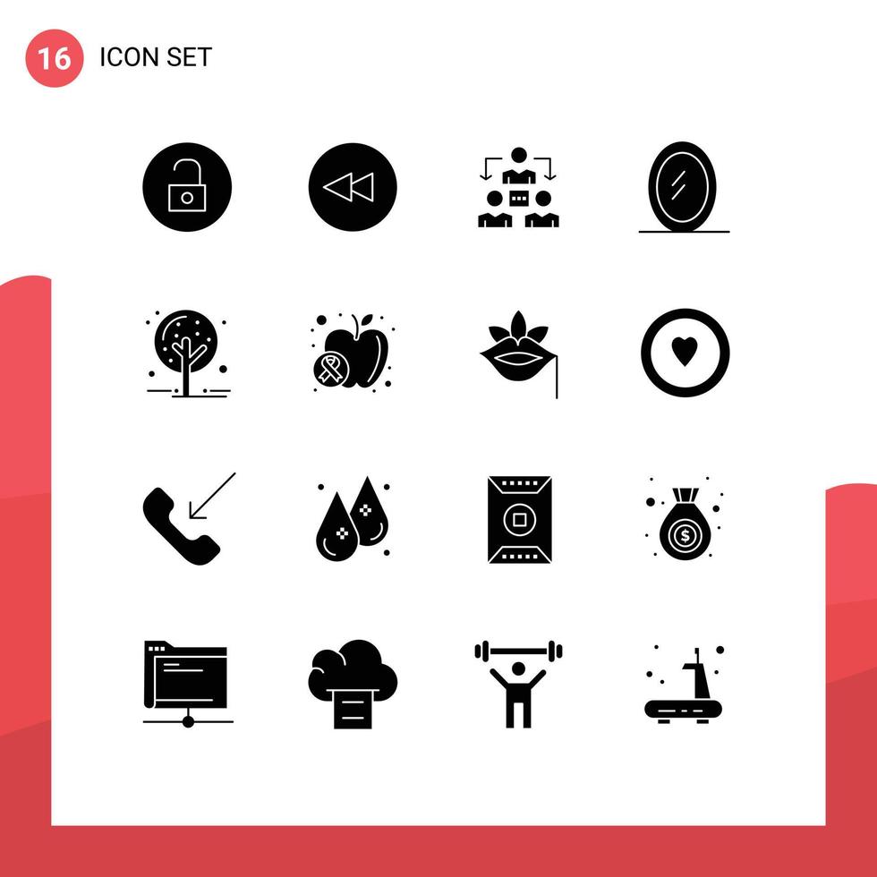 Stock Vector Icon Pack of 16 Line Signs and Symbols for apple plant meeting nature mirror Editable Vector Design Elements