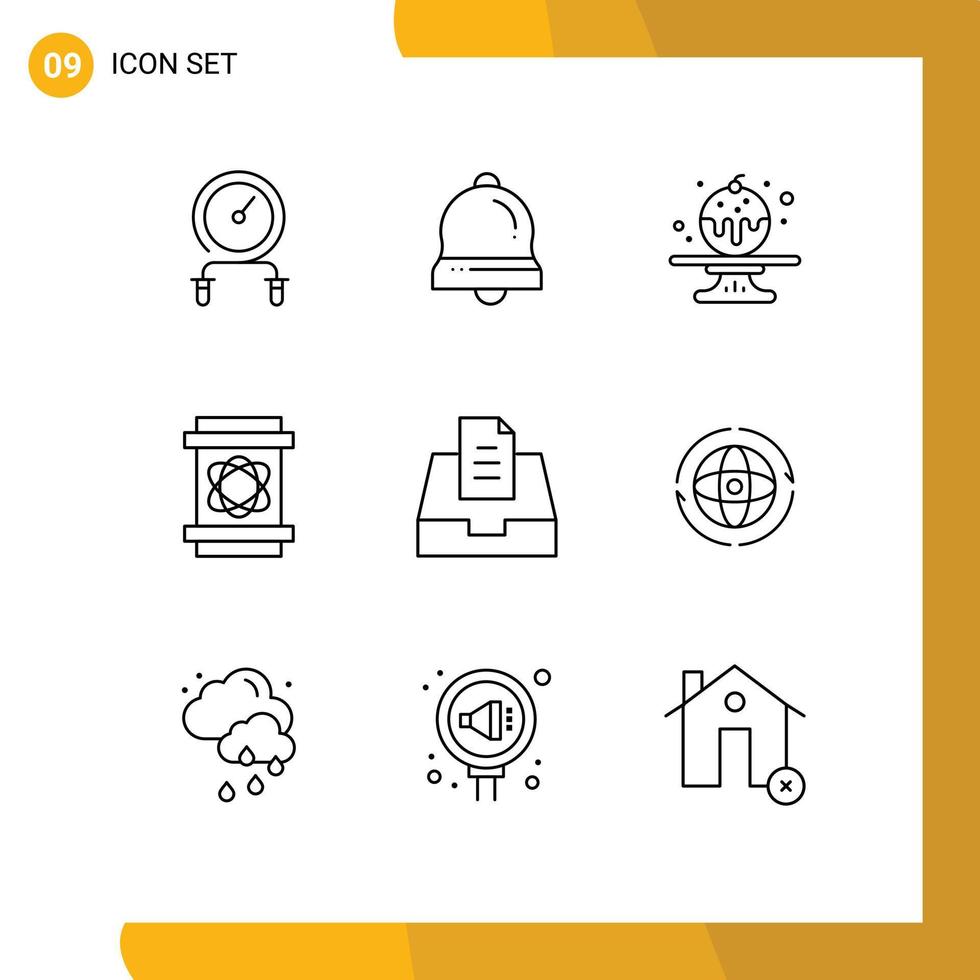 Stock Vector Icon Pack of 9 Line Signs and Symbols for mail space christmas bell science barrel Editable Vector Design Elements