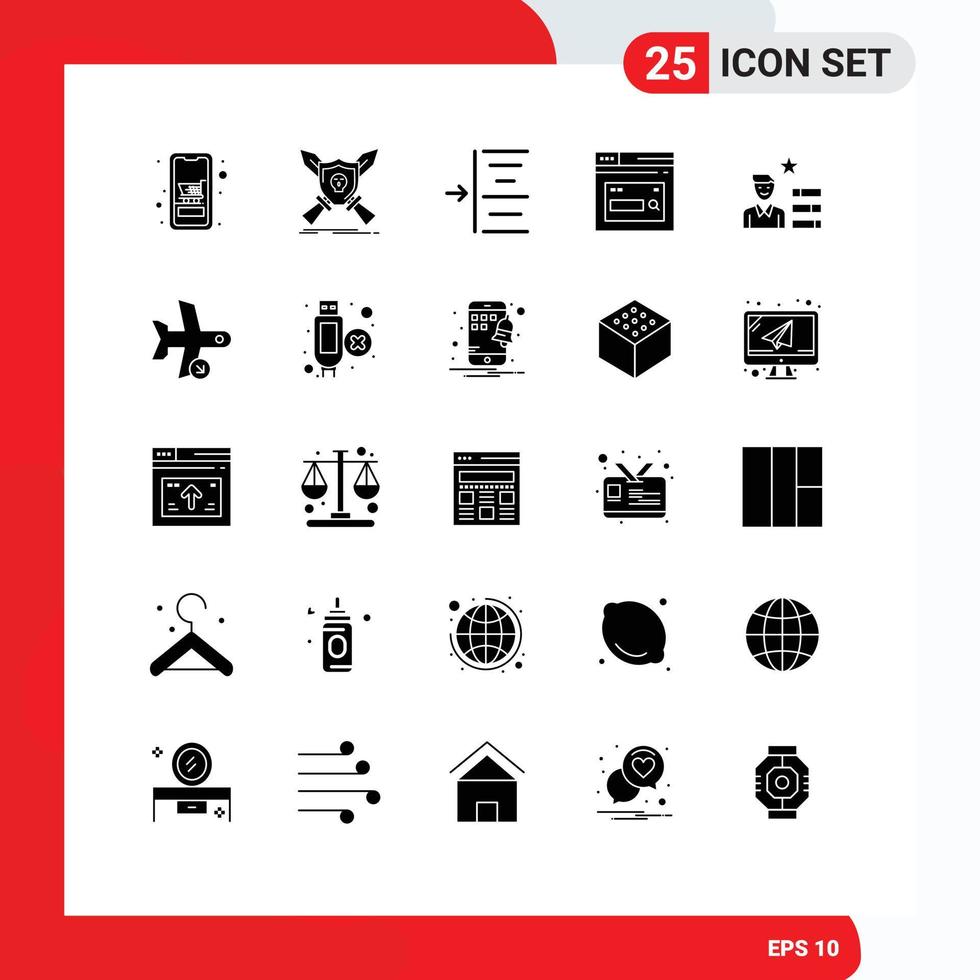 25 Creative Icons Modern Signs and Symbols of search web shield page text Editable Vector Design Elements