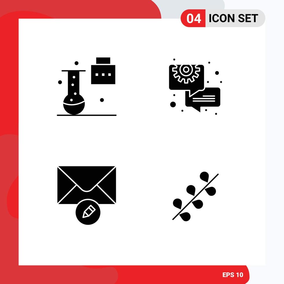 Modern Set of 4 Solid Glyphs and symbols such as expansion and innovation mail science folder chat write Editable Vector Design Elements