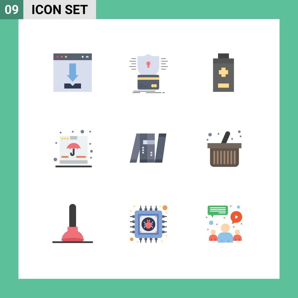Modern Set of 9 Flat Colors and symbols such as shipping fragile hacking container plus Editable Vector Design Elements