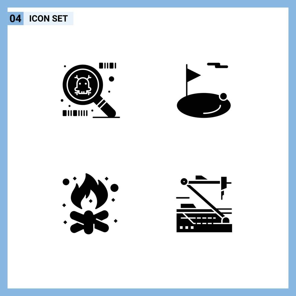 4 Creative Icons Modern Signs and Symbols of spy ware campfire hole beach future Editable Vector Design Elements
