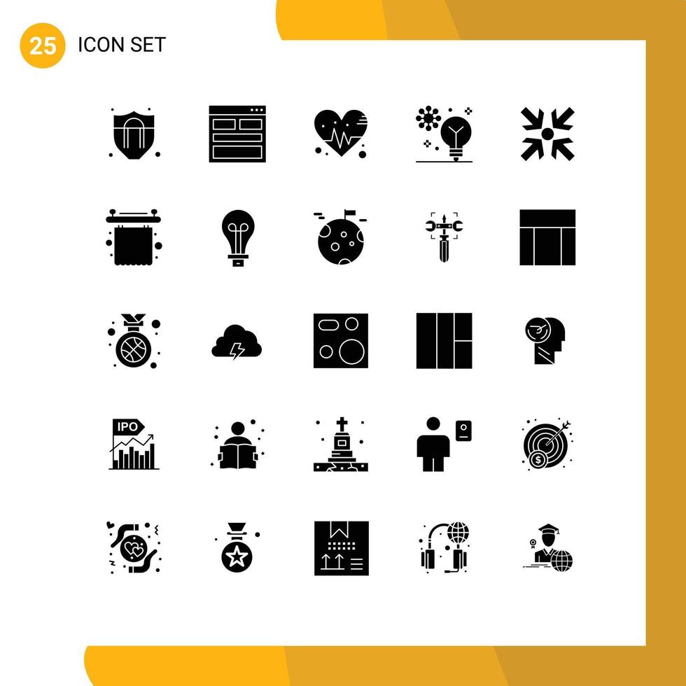 Mobile Interface Solid Glyph Set of 25 Pictograms of enlarge machine learning love intelligence creativity Editable Vector Design Elements