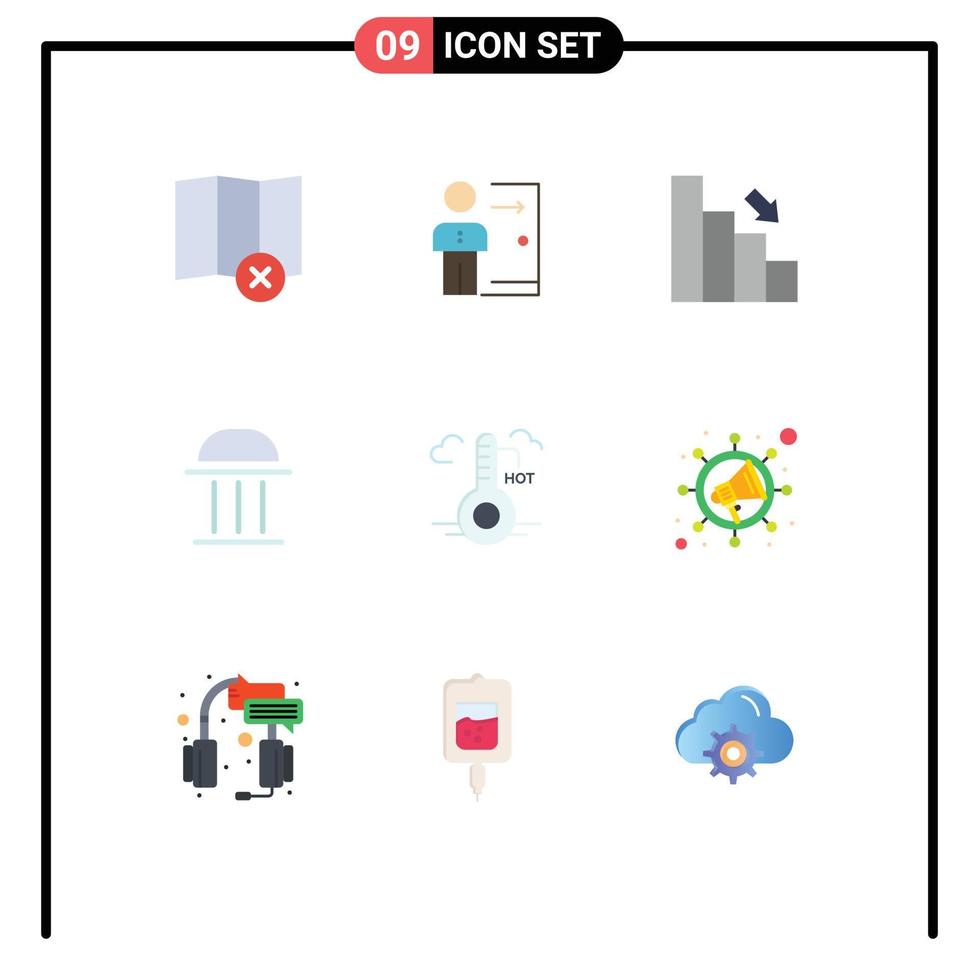 Universal Icon Symbols Group of 9 Modern Flat Colors of building architecture person finance chart Editable Vector Design Elements