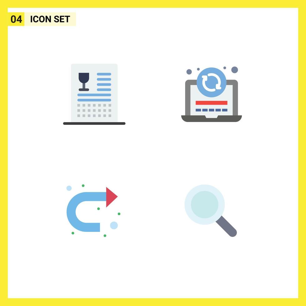4 Universal Flat Icon Signs Symbols of catalog arrow food refresh u turn Editable Vector Design Elements