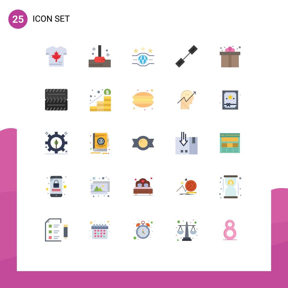 Editable Vector Line Pack of 25 Simple Flat Colors of gift linked belt link chain Editable Vector Design Elements