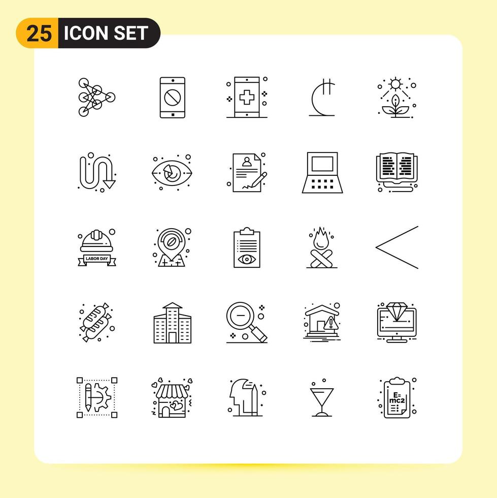 Group of 25 Modern Lines Set for light georgian disease georgia lari Editable Vector Design Elements