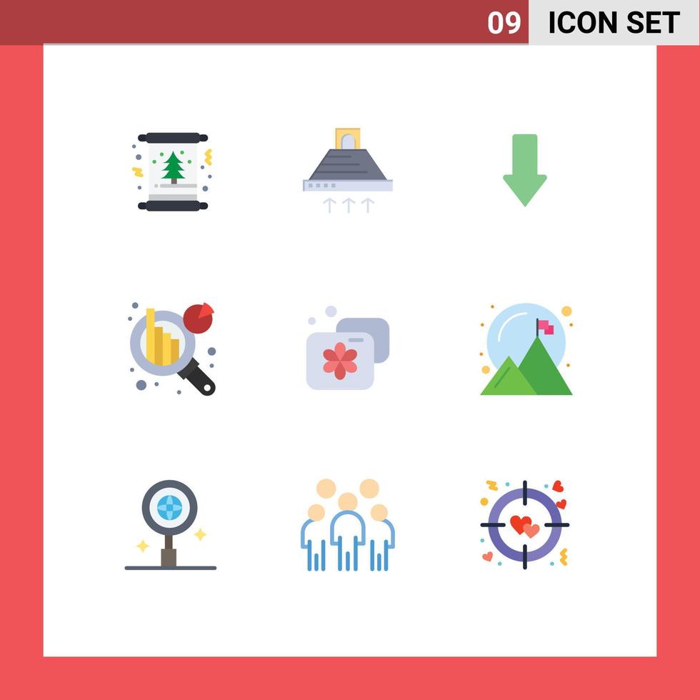 Stock Vector Icon Pack of 9 Line Signs and Symbols for accommodation data analytics exhaust chart analysis down Editable Vector Design Elements