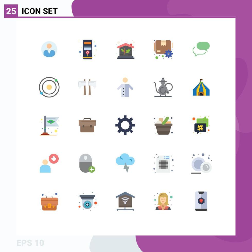 Group of 25 Modern Flat Colors Set for chat gear eco parcel box Editable Vector Design Elements