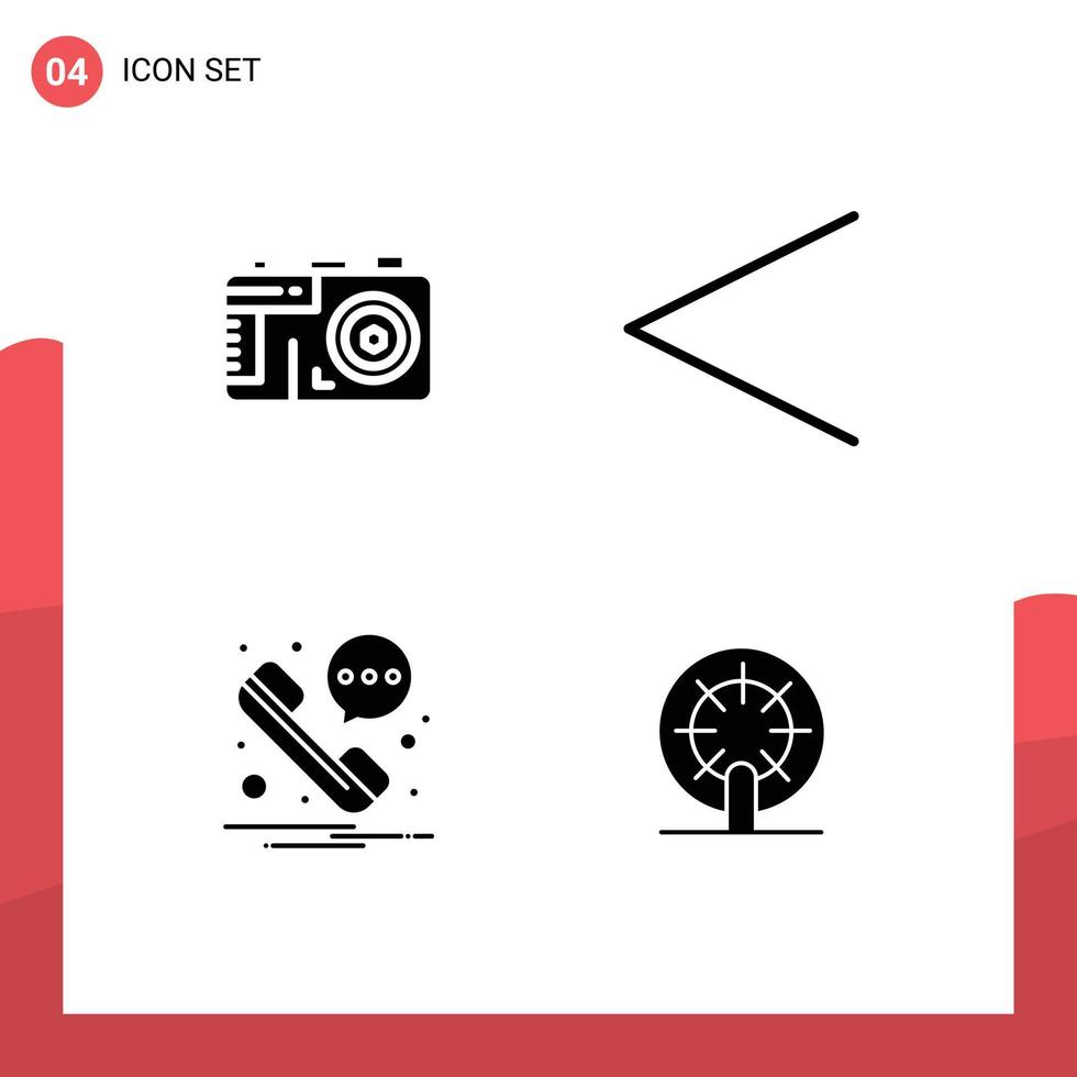 Modern Set of 4 Solid Glyphs and symbols such as camera wheel arrow message ship Editable Vector Design Elements