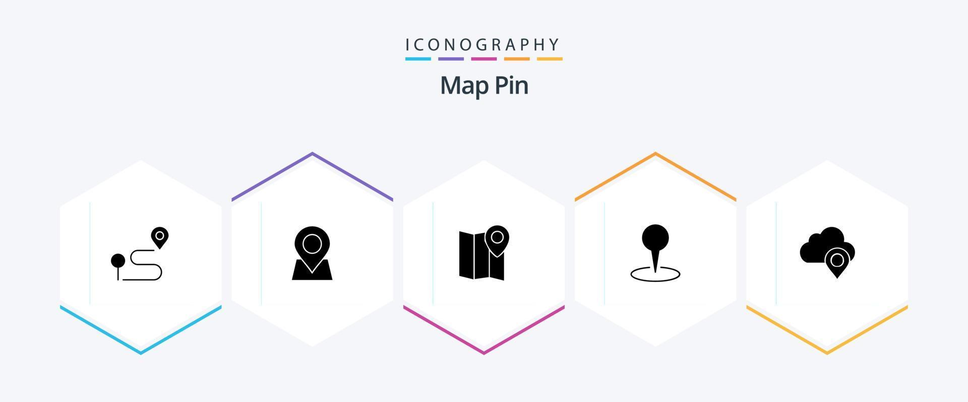 Map Pin 25 Glyph icon pack including . cloud. vector