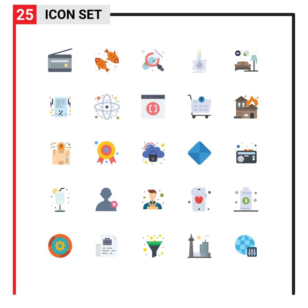 Pack of 25 creative Flat Colors of development flask nutrition laboratory search Editable Vector Design Elements
