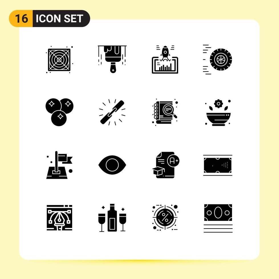 16 Solid Glyph concept for Websites Mobile and Apps meal drink website cranberry ride Editable Vector Design Elements