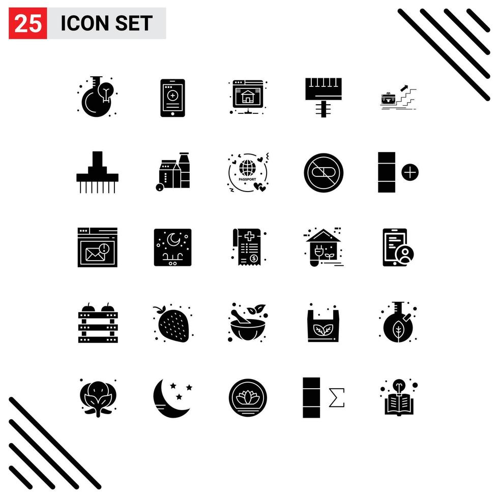 25 Universal Solid Glyph Signs Symbols of business signboard backup board ad Editable Vector Design Elements
