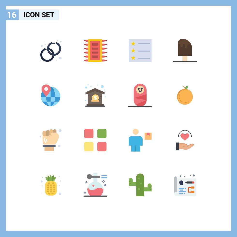 16 Universal Flat Colors Set for Web and Mobile Applications location ice connect food cool Editable Pack of Creative Vector Design Elements
