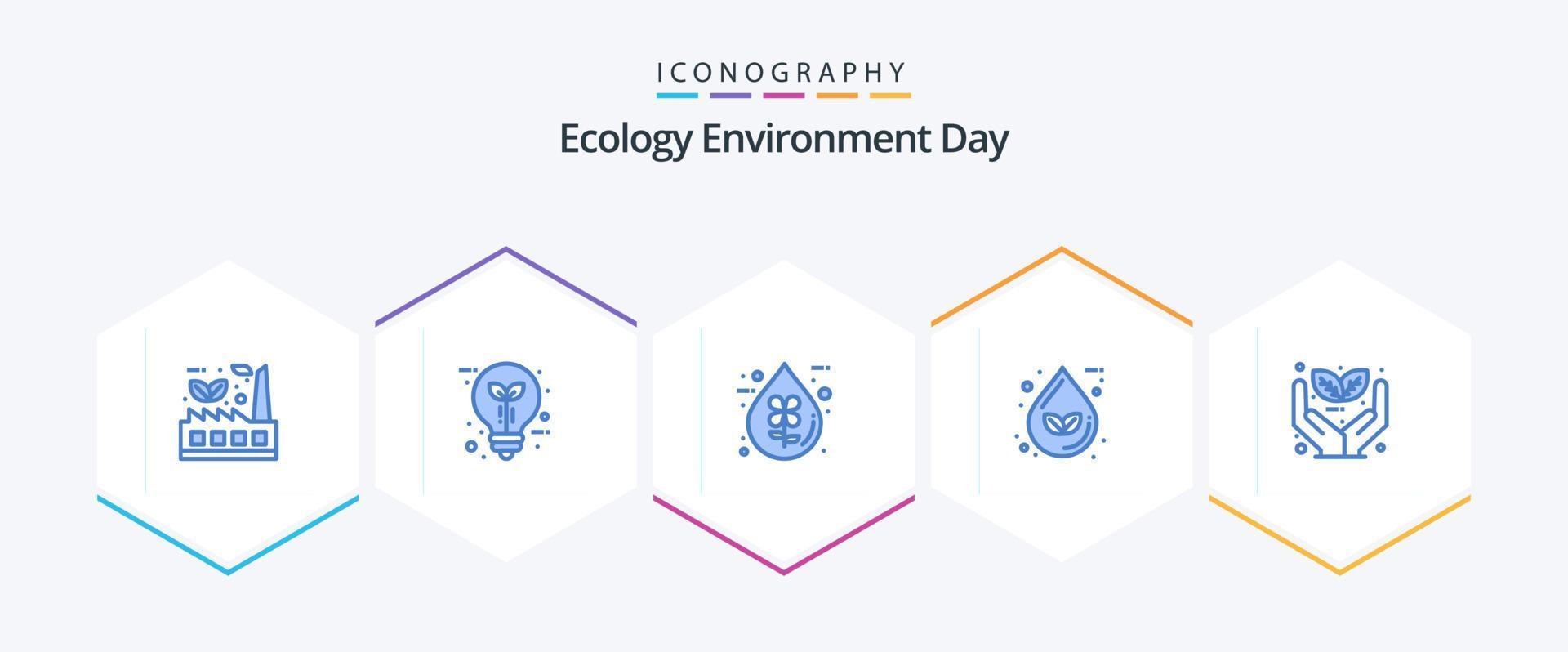 Ecology 25 Blue icon pack including eco. drop. leaf. liquid. eco vector