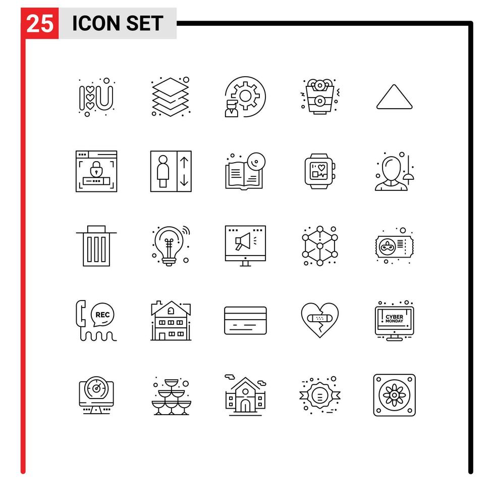 Stock Vector Icon Pack of 25 Line Signs and Symbols for up food coding fast food programmer Editable Vector Design Elements