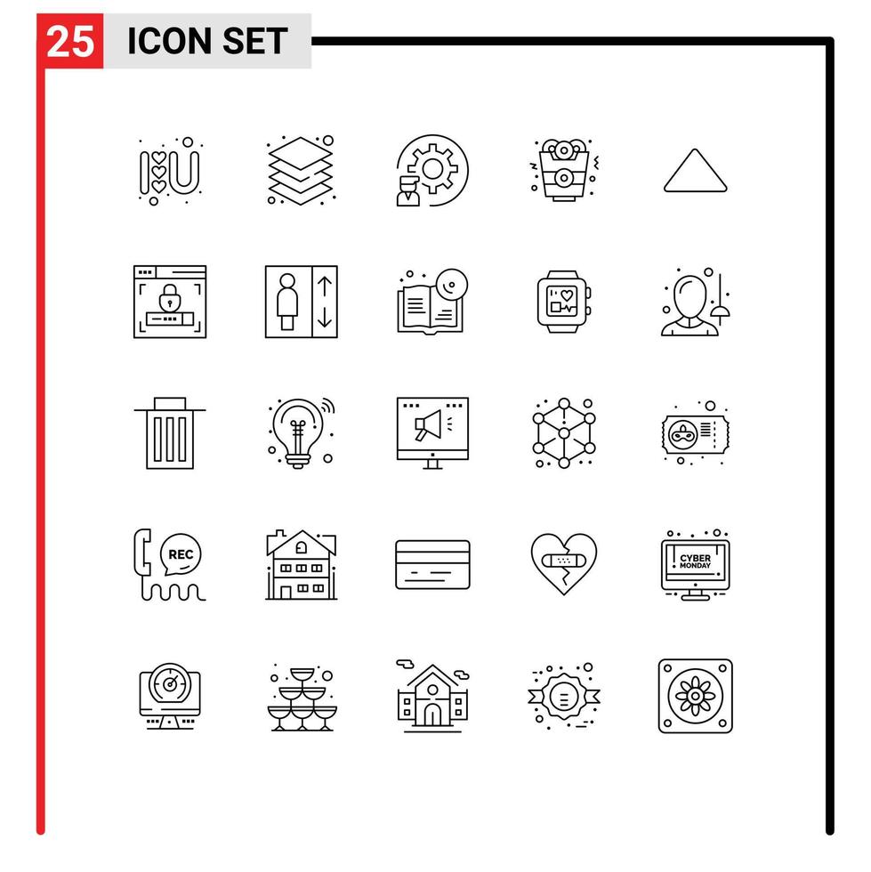 valores vector icono paquete de 25 línea señales y símbolos para arriba comida codificación rápido comida programador editable vector diseño elementos