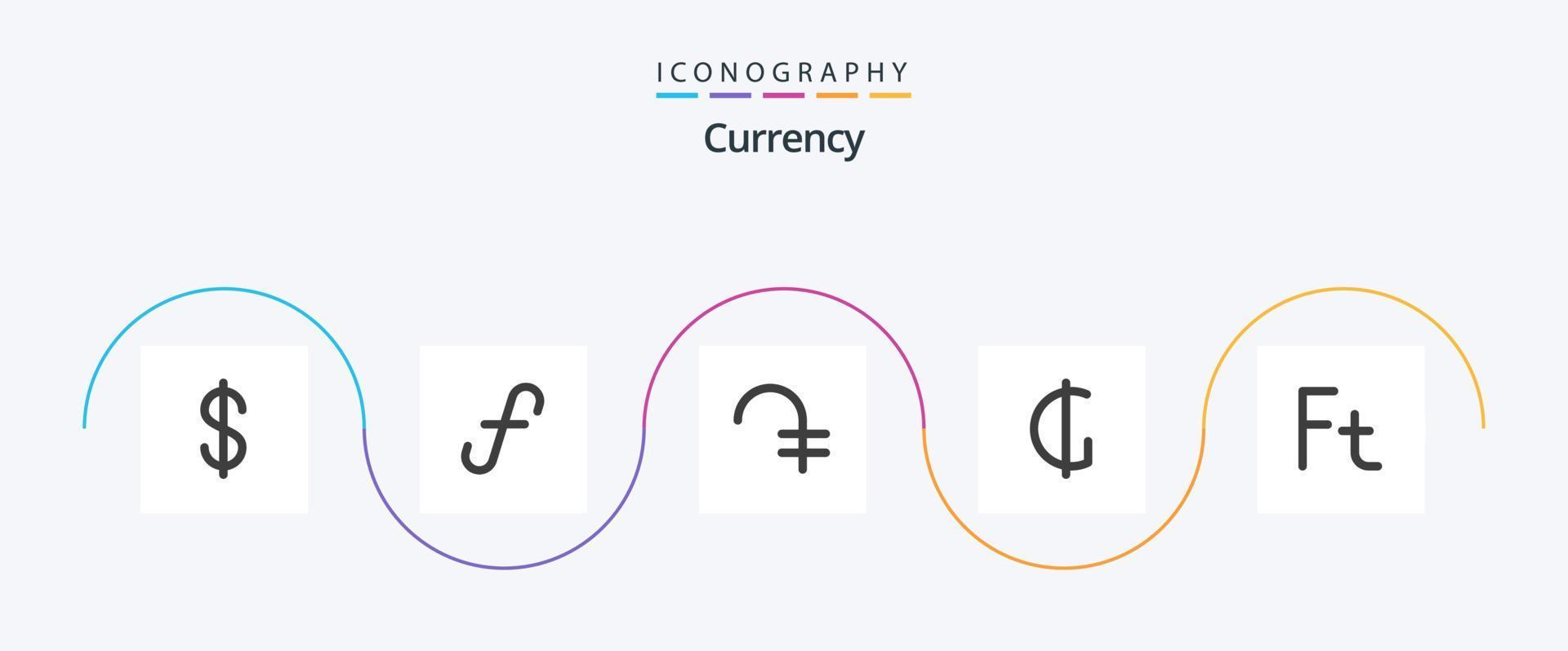 Currency Flat 5 Icon Pack Including hungarian. currency. armenia. paraguayan. guarani vector