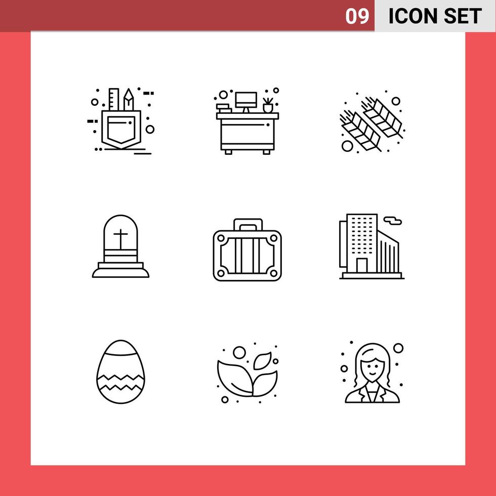 9 Outline concept for Websites Mobile and Apps holiday easter farm cross celebration Editable Vector Design Elements