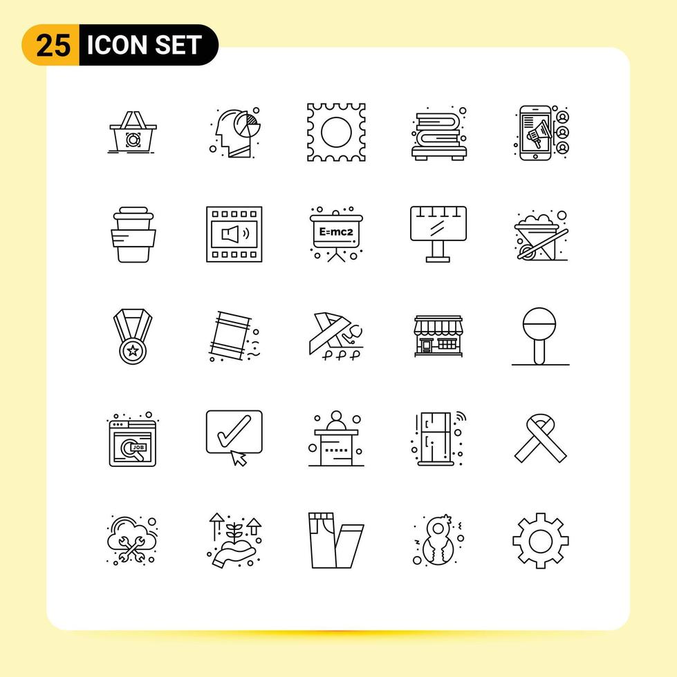 Pack of 25 creative Lines of contact team mind connection books Editable Vector Design Elements