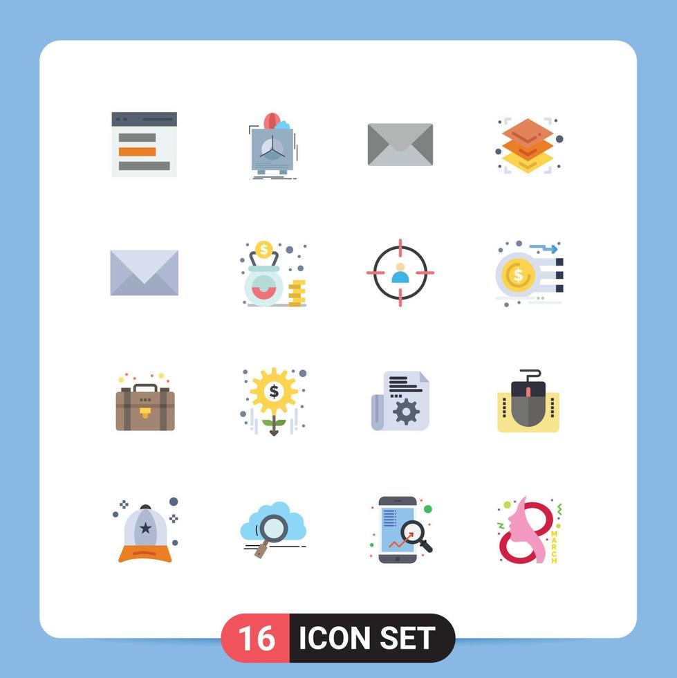 16 Creative Icons Modern Signs and Symbols of email contact health communication layers Editable Pack of Creative Vector Design Elements