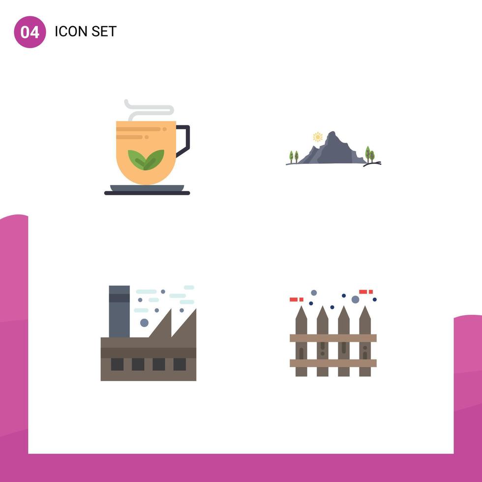 4 Flat Icon concept for Websites Mobile and Apps cup earth wellness hill ecology Editable Vector Design Elements