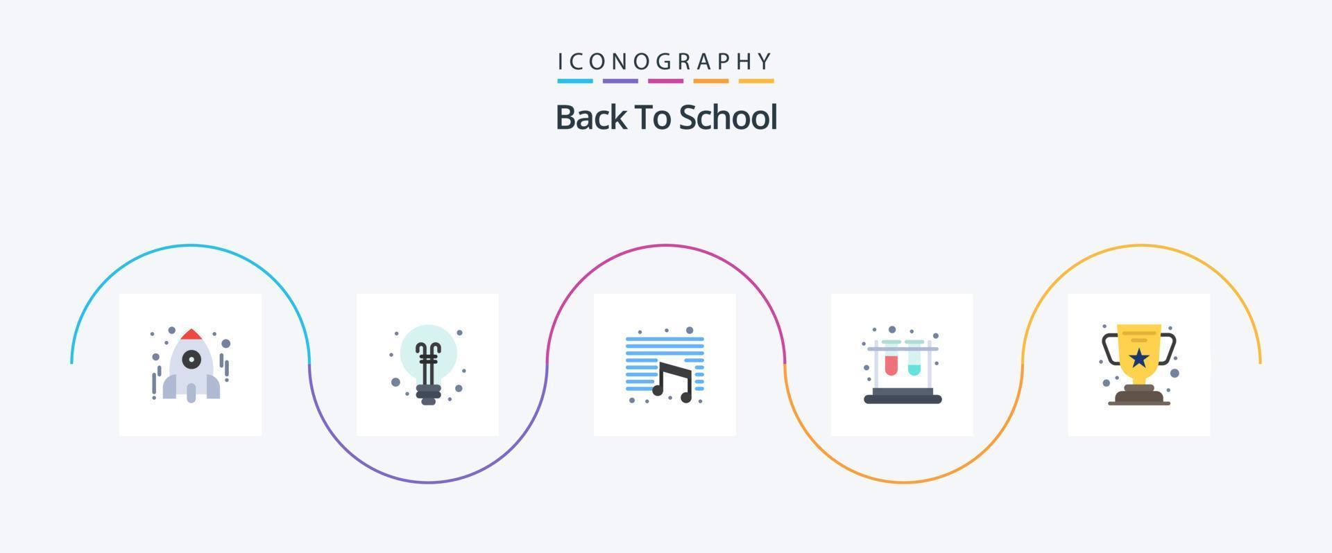 Back To School Flat 5 Icon Pack Including achievement. test. back to school. lab. school vector