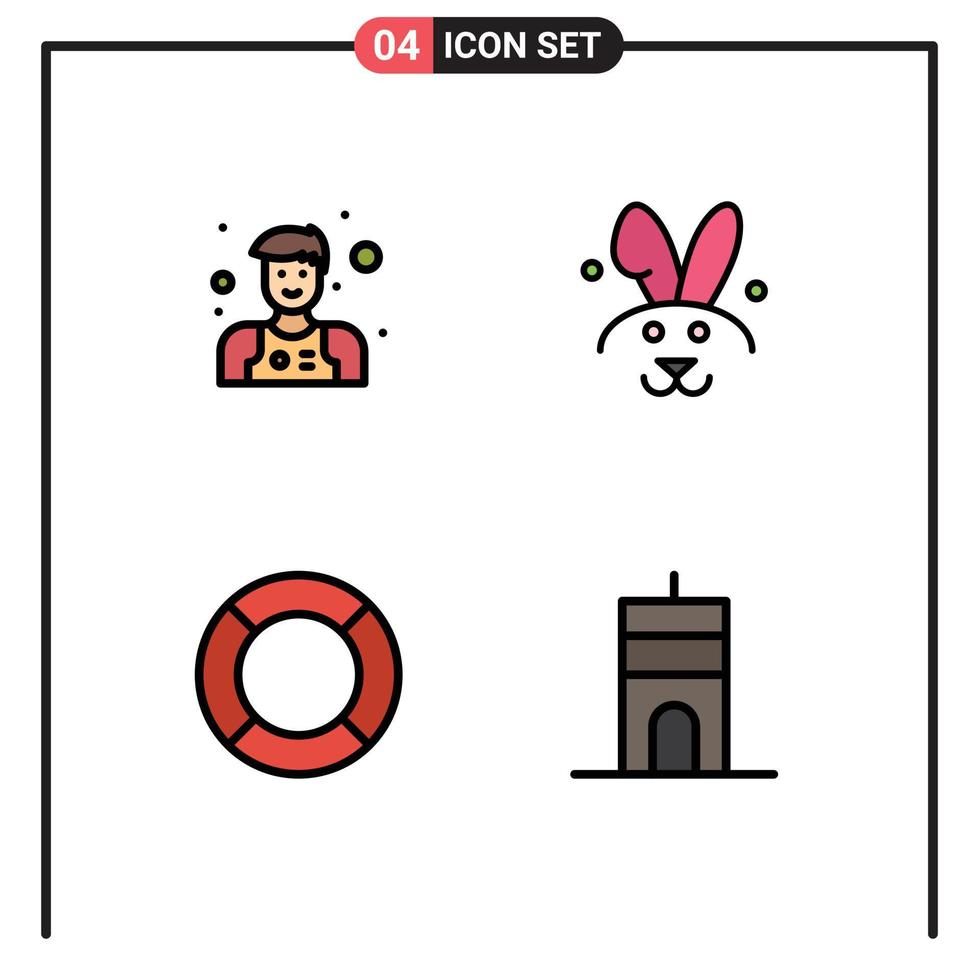 Mobile Interface Filledline Flat Color Set of 4 Pictograms of assistant ui bynny basic antenna Editable Vector Design Elements