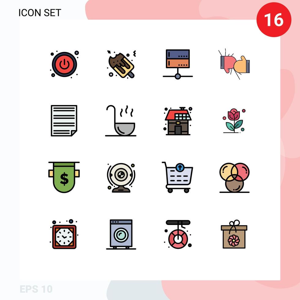 Pictogram Set of 16 Simple Flat Color Filled Lines of homework data server gloves competition Editable Creative Vector Design Elements