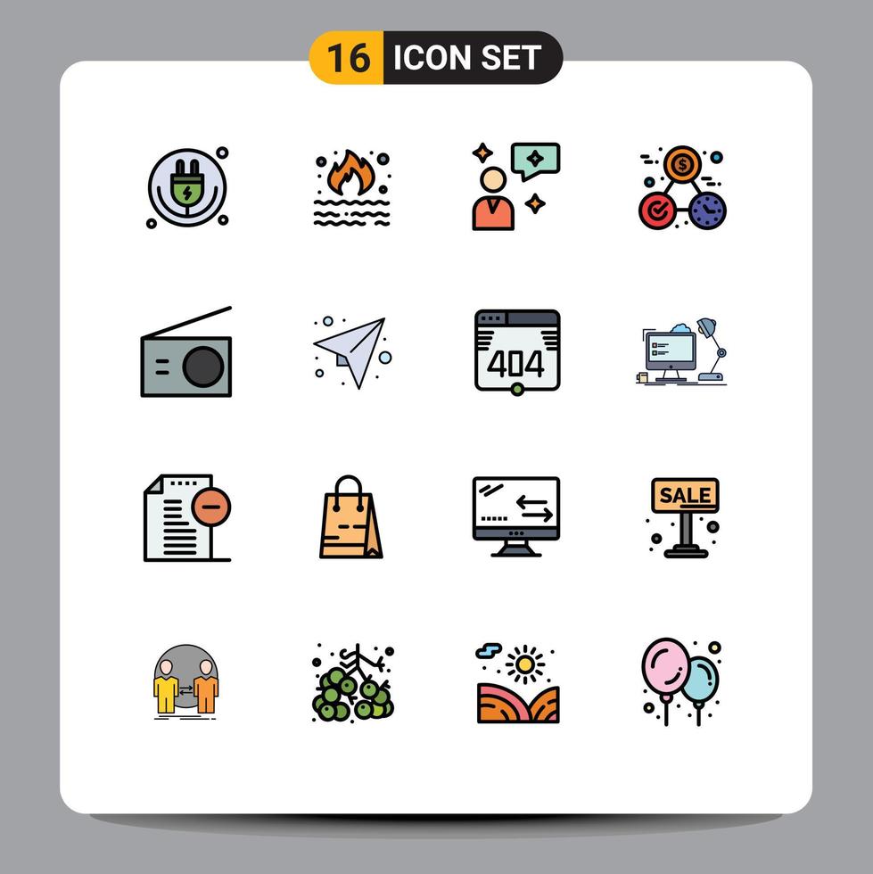 Universal Icon Symbols Group of 16 Modern Flat Color Filled Lines of appliances time pollution money interface Editable Creative Vector Design Elements