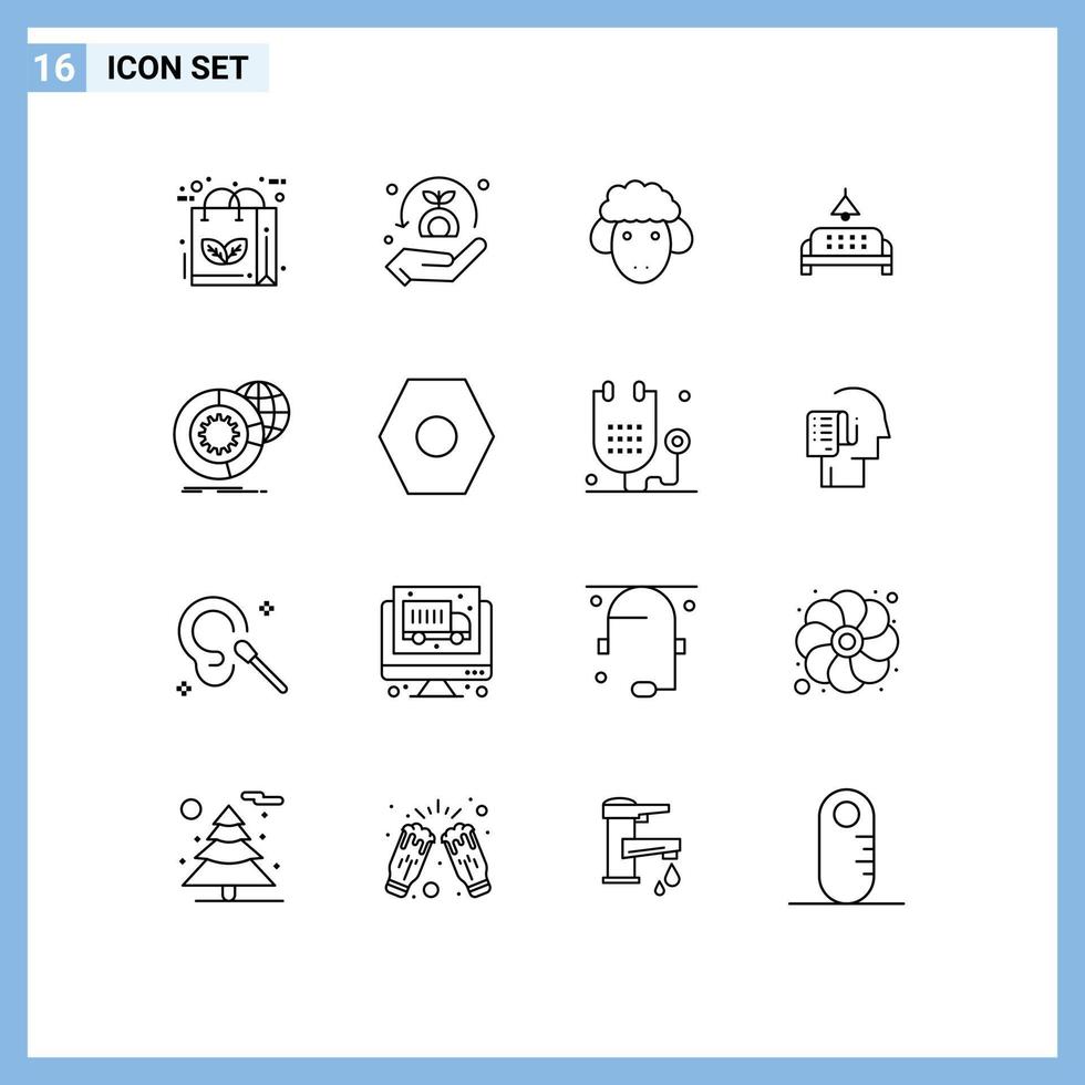 Pictogram Set of 16 Simple Outlines of data lump safe furniture spring Editable Vector Design Elements