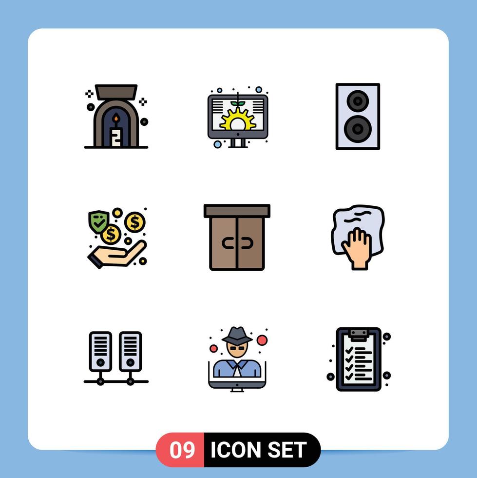 conjunto de 9 9 moderno ui íconos símbolos señales para cajón efectivo electrónica seguridad dólar editable vector diseño elementos
