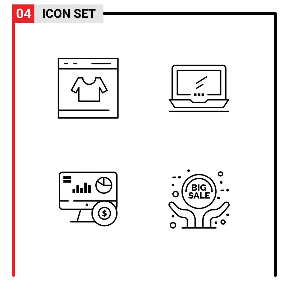 4 Creative Icons Modern Signs and Symbols of card laptop shop monitor online Editable Vector Design Elements