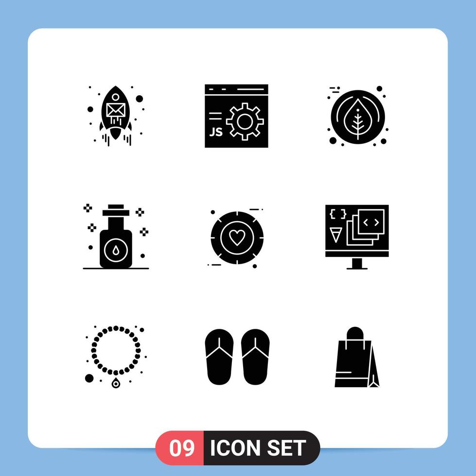 Stock Vector Icon Pack of 9 Line Signs and Symbols for signal spa programming oil aromatherapy Editable Vector Design Elements