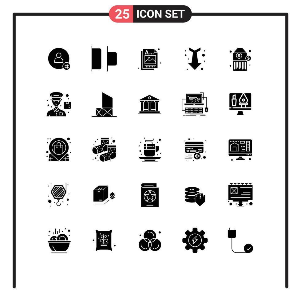 25 User Interface Solid Glyph Pack of modern Signs and Symbols of price straight designer full arrow Editable Vector Design Elements