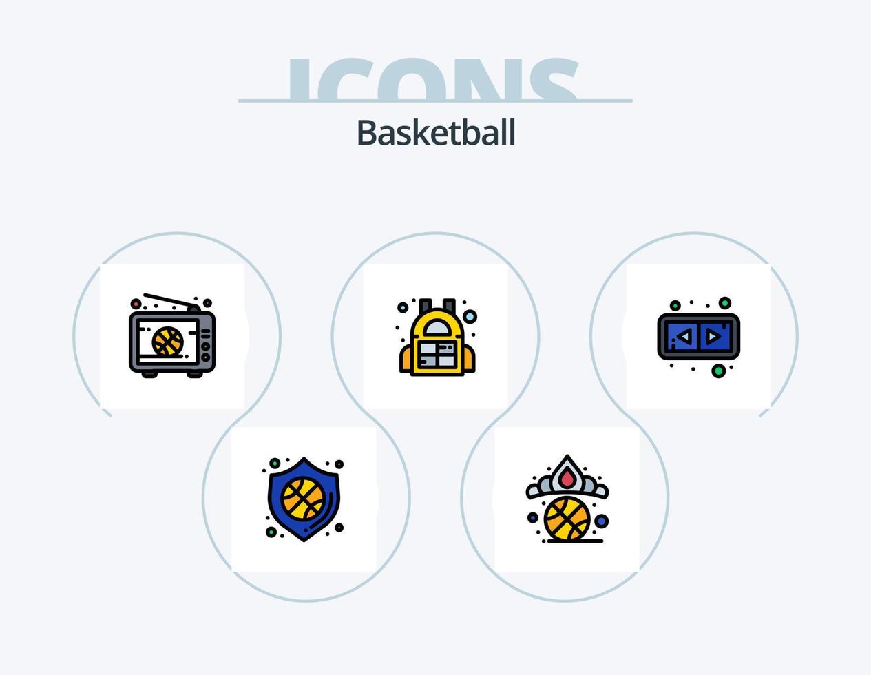 baloncesto línea lleno icono paquete 5 5 icono diseño. . lesión. blindaje. vendaje. carné de identidad vector