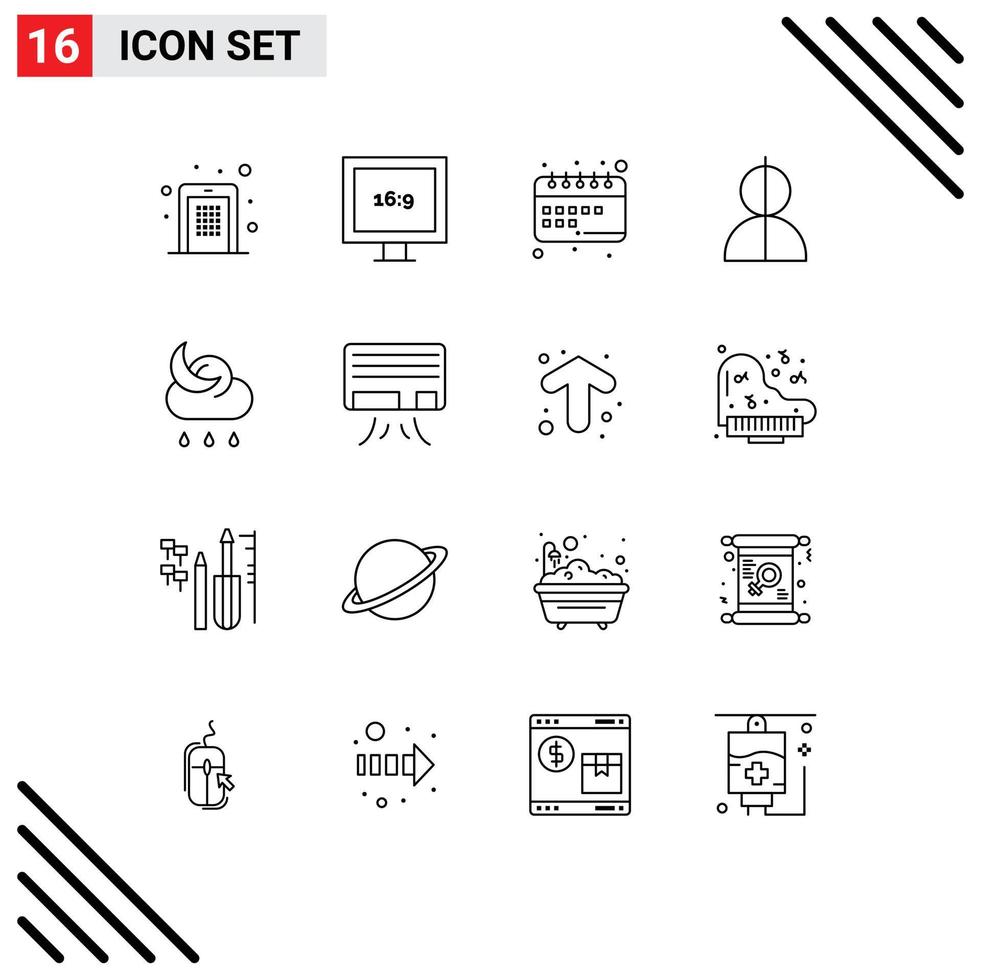16 Universal Outline Signs Symbols of thief impersonation education impostor study Editable Vector Design Elements