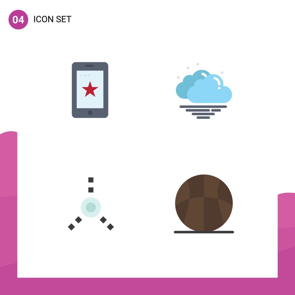 Universal Icon Symbols Group of 4 Modern Flat Icons of mobile activities ireland weather basketball Editable Vector Design Elements