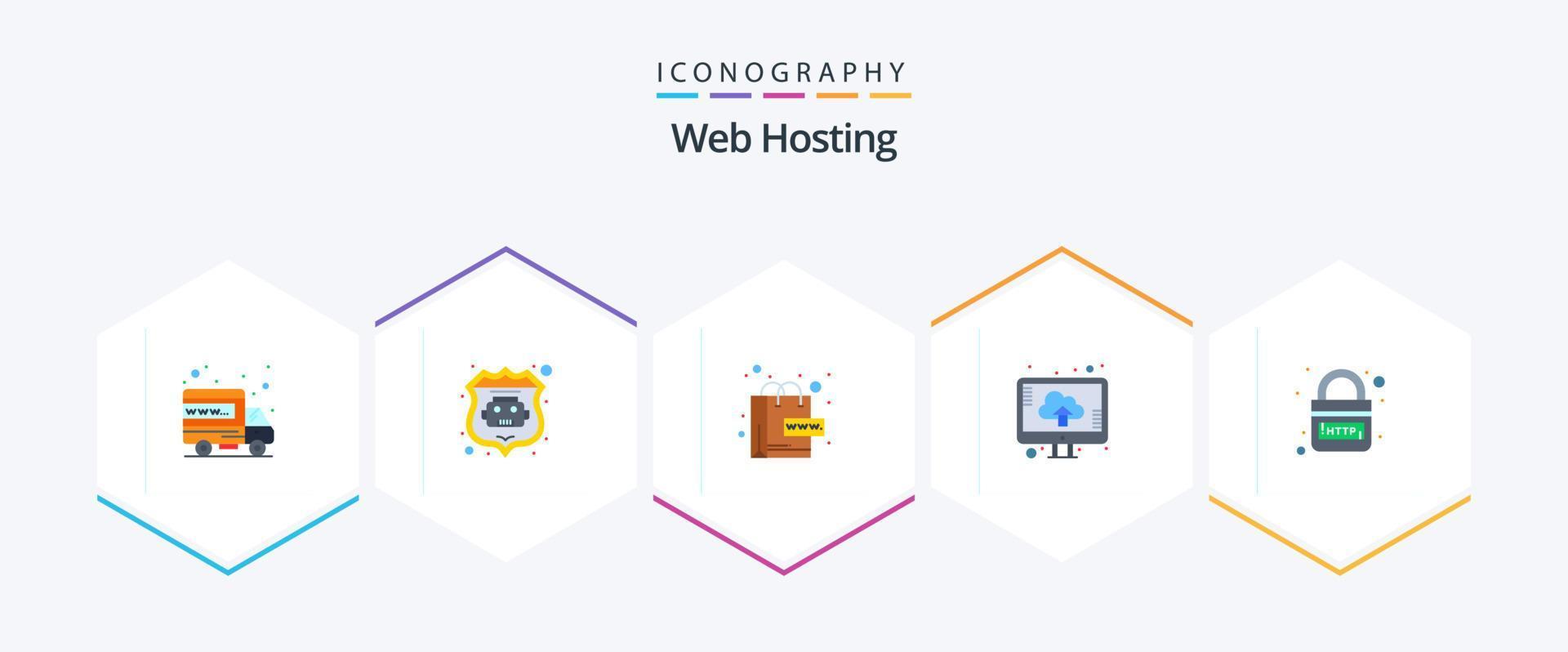 Web Hosting 25 Flat icon pack including internet. domain. online. upload. computer vector