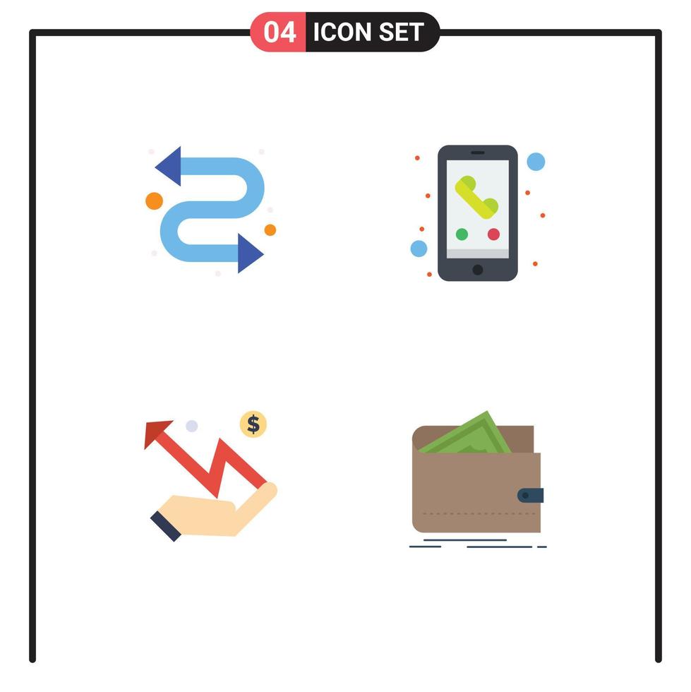 Pictogram Set of 4 Simple Flat Icons of arrows money call smart phone cash Editable Vector Design Elements