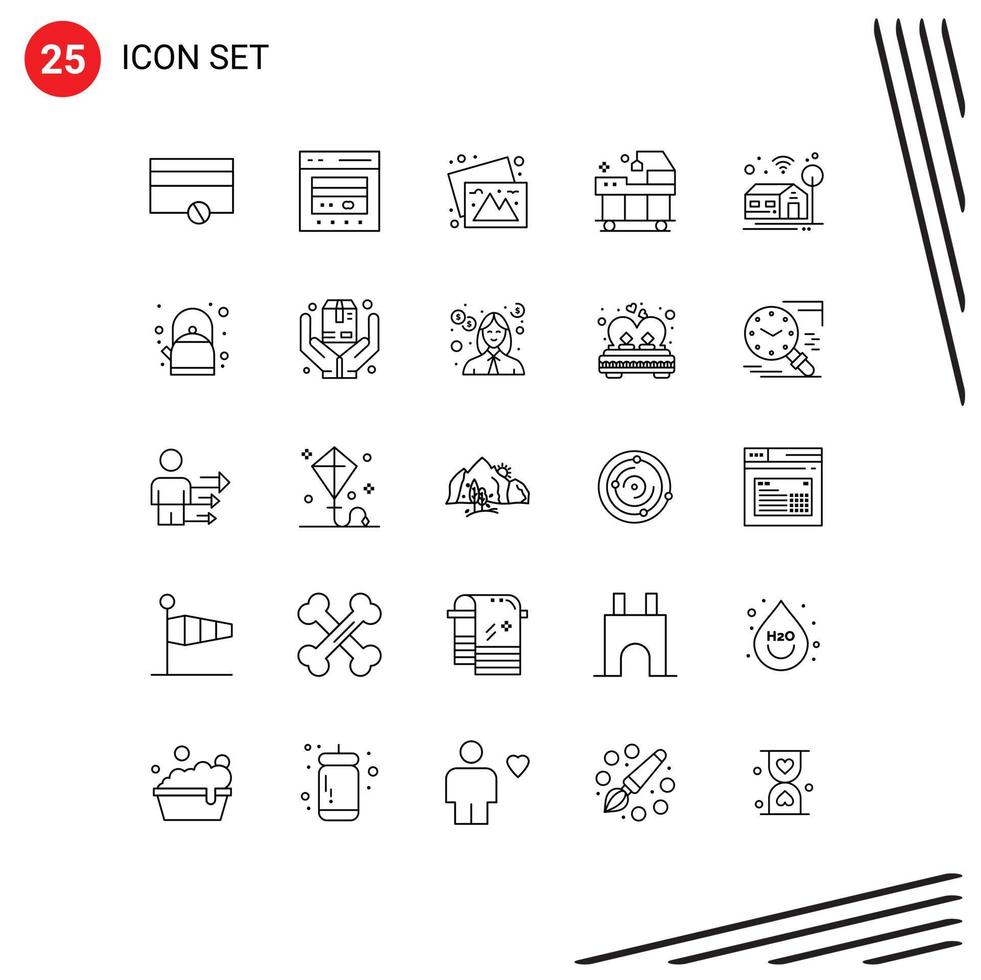 25 Line concept for Websites Mobile and Apps smart treatment camera service bed Editable Vector Design Elements