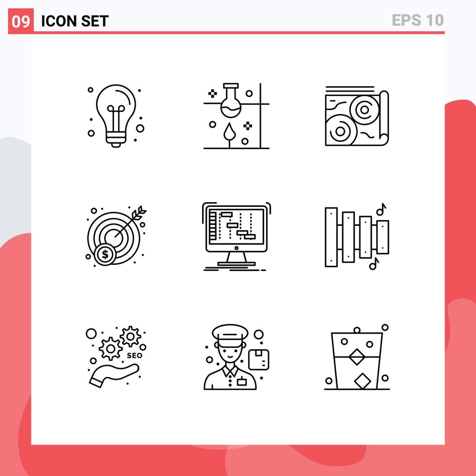 Set of 9 Vector Outlines on Grid for ableton profit science experiment money guide Editable Vector Design Elements