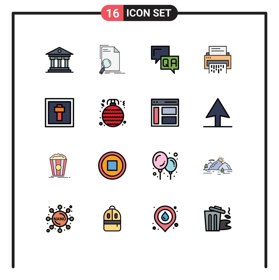 Modern Set of 16 Flat Color Filled Lines Pictograph of file delete page data information Editable Creative Vector Design Elements
