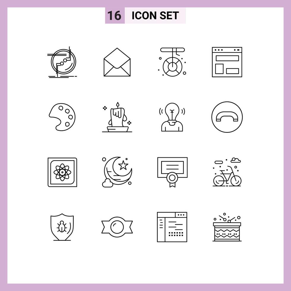 Stock Vector Icon Pack of 16 Line Signs and Symbols for website layout message blog layout melting Editable Vector Design Elements